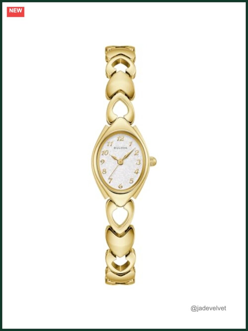 Bulova Ladies 3 Hand Quartz Classic Gold-Tone Stainless Steel Heart Link Watch